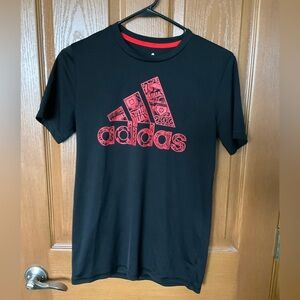 Adidas Men's Black Tee with Graphic Red Logo